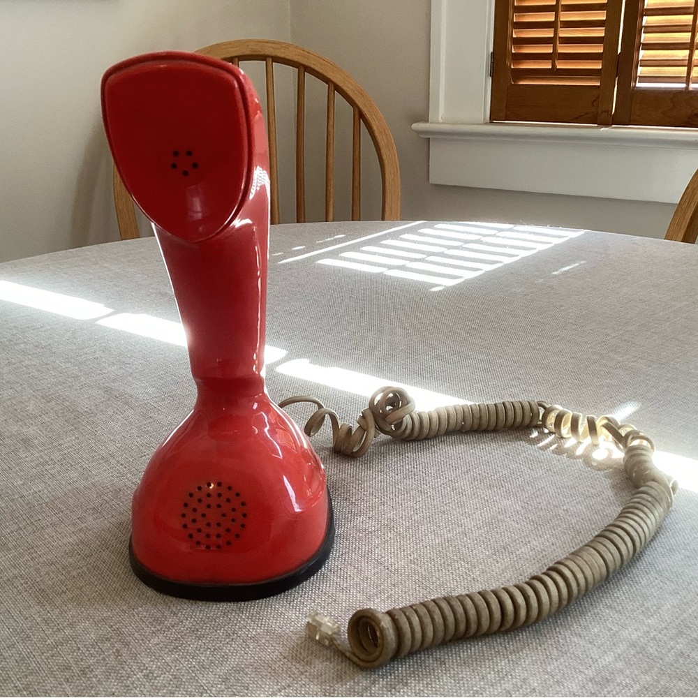 Vintage LM Ericsson Sweden Ericofon Cobra Rotary Desk Telephone Red